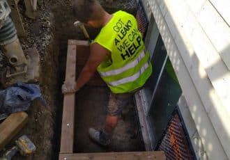 Window well installation to stop any water from entering