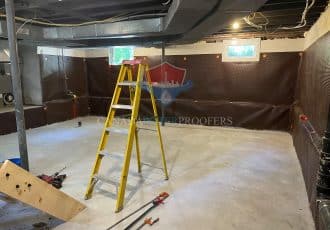 Interior waterproofing with membrane