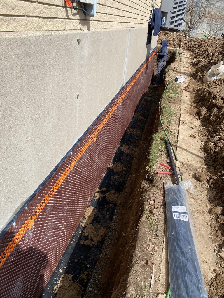 Excavation for exterior waterproofing project.