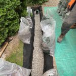 Gravel pathway preparation with bags