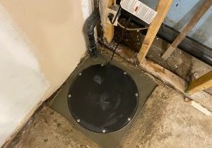 Sump pump installation in basement