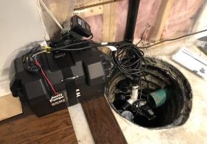 Sump pump with battery backup system
