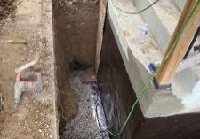 Excavation for exterior waterproofing project.